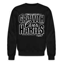 Load image into Gallery viewer, Growth Over Habits Crewneck Sweatshirt (Black Print) - black
