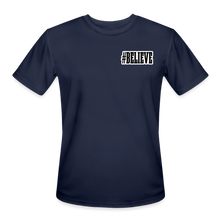 Load image into Gallery viewer, Believe Moisture Wicking Performance T-Shirt (Black Print) - navy

