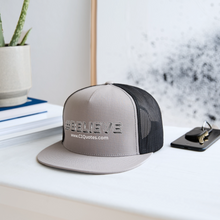 Load image into Gallery viewer, Believe Trucker Hat (White Outline) - gray/black
