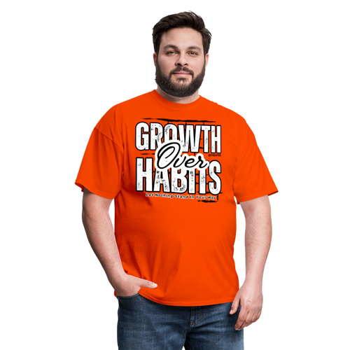 Growth Over Habits Unisex Classic T-Shirt (White Print) - orange