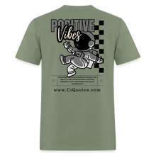 Load image into Gallery viewer, Positive Vibes T-Shirt (Gray Outline) - military green
