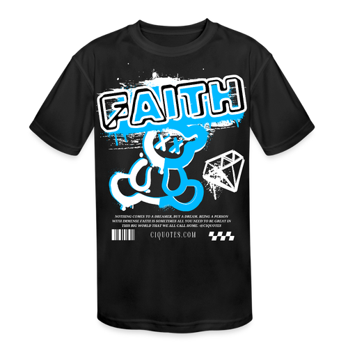 Faith Kids' Moisture Wicking Performance T-Shirt - black