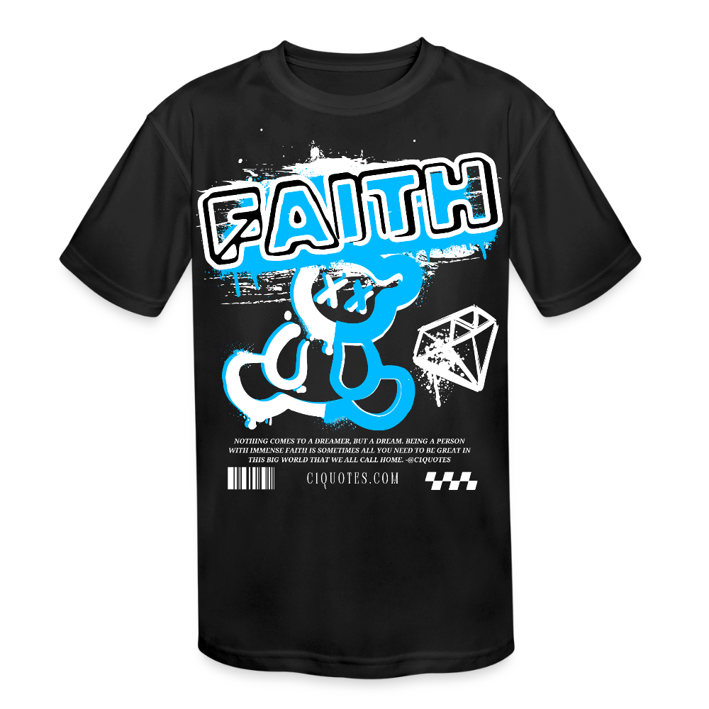 Faith Kids' Moisture Wicking Performance T-Shirt - black