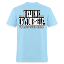 Load image into Gallery viewer, Believe T-Shirt (Black Outline) - powder blue
