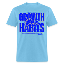 Load image into Gallery viewer, Growth Over Habits Unisex Classic T-Shirt (Blue Print) - aquatic blue
