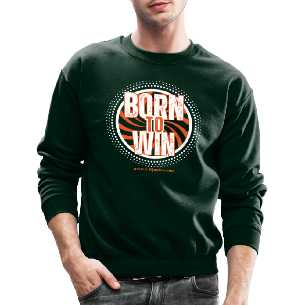 Born To Win Crewneck Sweatshirt (White) - forest green