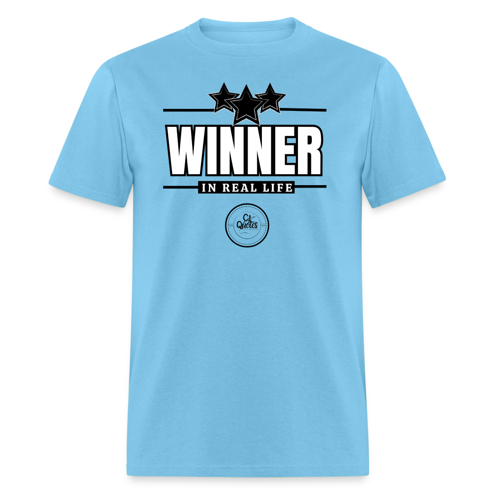 Winner Unisex Classic T-Shirt (Black Outline) - aquatic blue