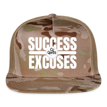 Load image into Gallery viewer, Success Over Excuses Trucker Hat (White Print BB) - MultiCam\tan

