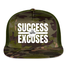 Load image into Gallery viewer, Success Over Excuses Trucker Hat (White Print BB) - MultiCam\green
