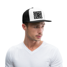 Load image into Gallery viewer, Success Over Excuses Trucker Hat (Black Print) - white/black
