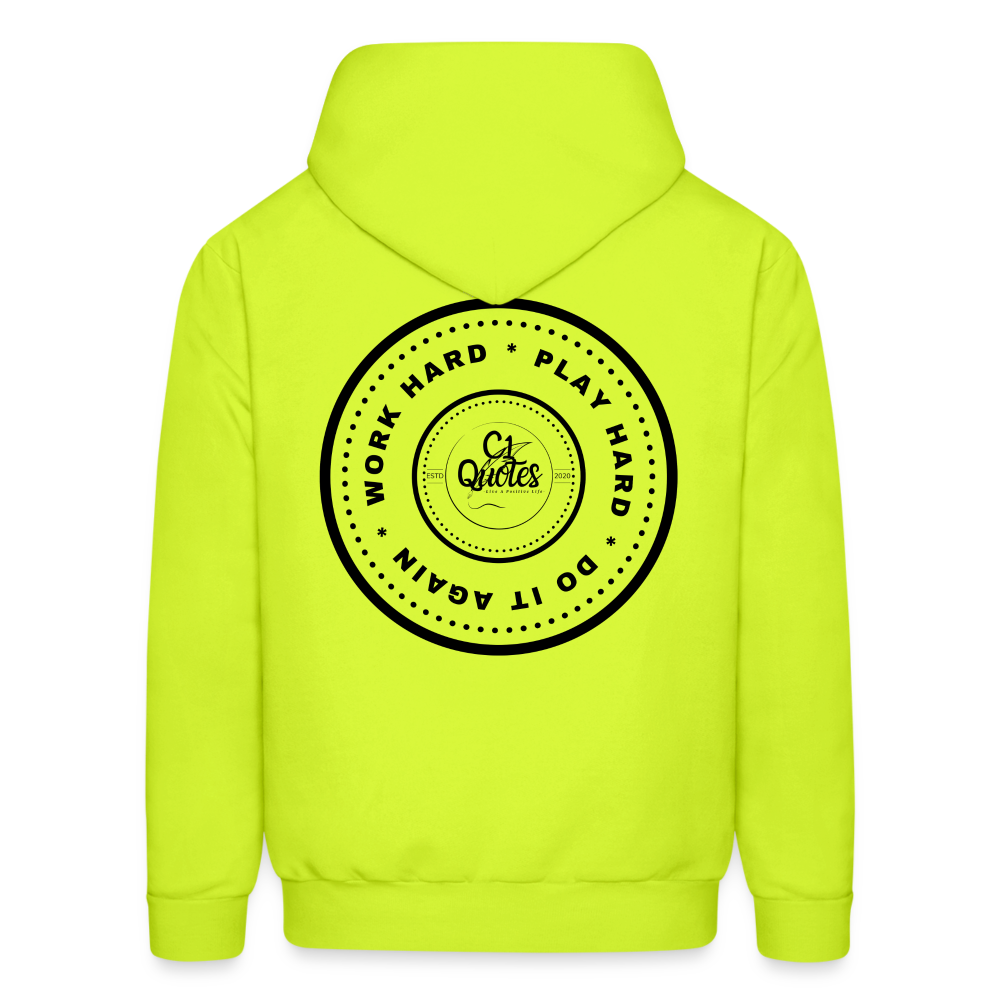 Work Hard Play Hard Men's Hoodie - safety green