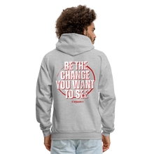 Load image into Gallery viewer, Be The Change Men&#39;s Hoodie (Red Line) - heather gray
