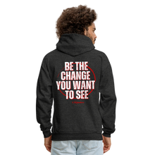 Load image into Gallery viewer, Be The Change Men&#39;s Hoodie (Red Line) - charcoal grey
