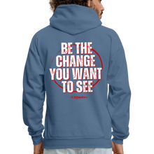 Load image into Gallery viewer, Be The Change Men&#39;s Hoodie (Red Line) - denim blue

