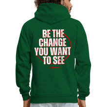 Load image into Gallery viewer, Be The Change Men&#39;s Hoodie (Red Line) - forest green
