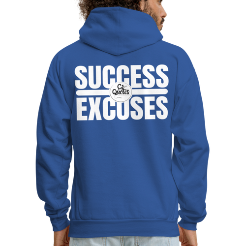 Success Over Excuses Men's Hoodie (White Print) - royal blue