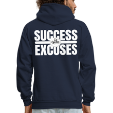 Load image into Gallery viewer, Success Over Excuses Men&#39;s Hoodie (White Print) - navy
