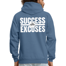 Load image into Gallery viewer, Success Over Excuses Men&#39;s Hoodie (White Print) - denim blue
