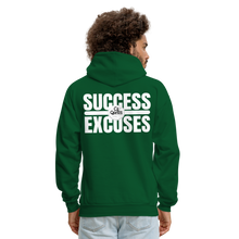 Load image into Gallery viewer, Success Over Excuses Men&#39;s Hoodie (White Print) - forest green
