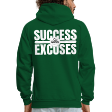 Load image into Gallery viewer, Success Over Excuses Men&#39;s Hoodie (White Print) - forest green
