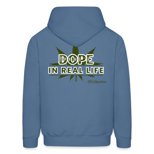 Dope In Real Life Hoodie (White Outline) - denim blue