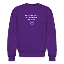 Load image into Gallery viewer, Be Gracious Sweatshirt (White Print) - purple
