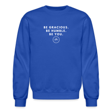 Load image into Gallery viewer, Be Gracious Sweatshirt (White Print) - royal blue
