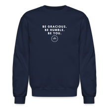 Load image into Gallery viewer, Be Gracious Sweatshirt (White Print) - navy
