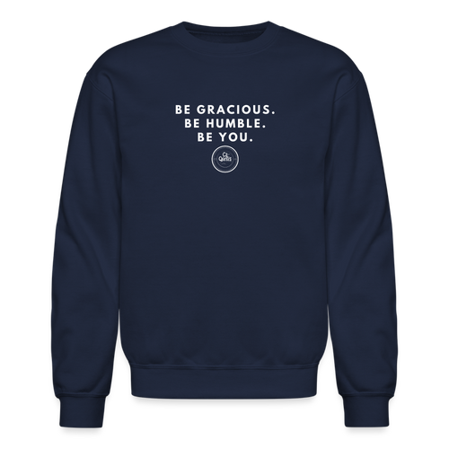 Be Gracious Sweatshirt (White Print) - navy