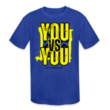 Load image into Gallery viewer, You vs You (Yellow w/ Black Outline) Kids&#39; Moisture Wicking Performance T-Shirt - royal blue
