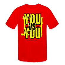 Load image into Gallery viewer, You vs You (Yellow w/ Black Outline) Kids&#39; Moisture Wicking Performance T-Shirt - red
