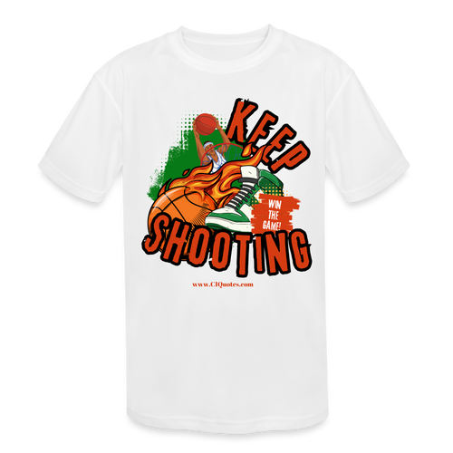 Keep Shooting Kids' Moisture Wicking Performance T-Shirt - white