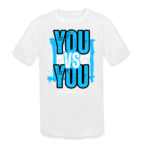 You vs You (Blue w/ Black Outline) Kids' Moisture Wicking Performance T-Shirt - white