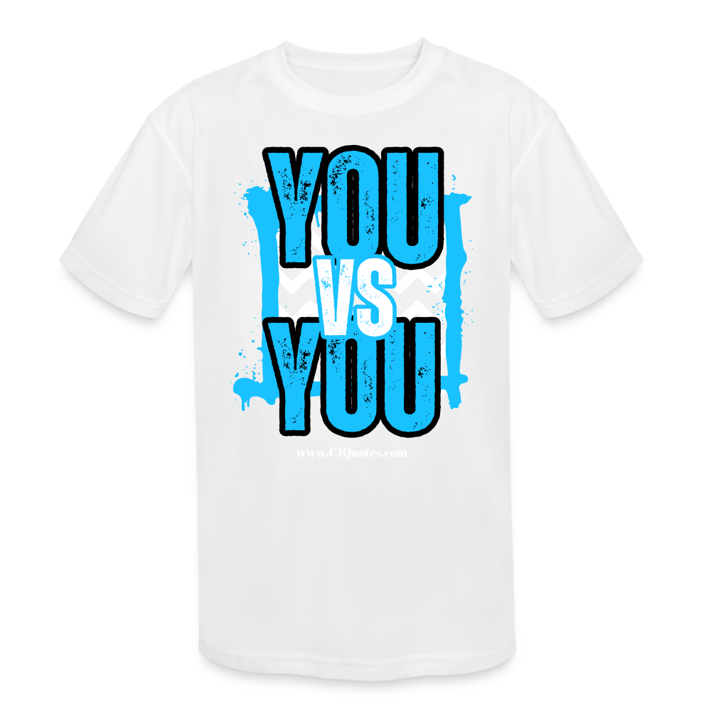 You vs You (Blue w/ Black Outline) Kids' Moisture Wicking Performance T-Shirt - white