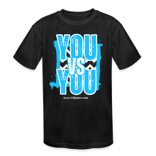 Load image into Gallery viewer, You vs You (Blue w/ White Outline) Kids&#39; Moisture Wicking Performance T-Shirt - black
