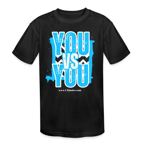 You vs You (Blue w/ White Outline) Kids' Moisture Wicking Performance T-Shirt - black
