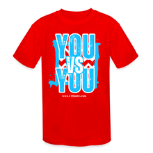 Load image into Gallery viewer, You vs You (Blue w/ White Outline) Kids&#39; Moisture Wicking Performance T-Shirt - red
