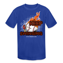 Load image into Gallery viewer, Keep Swinging Kids&#39; Moisture Wicking Performance T-Shirt - royal blue
