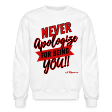 Load image into Gallery viewer, Never Apologize Sweatshirt (Red Print) - white
