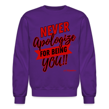 Load image into Gallery viewer, Never Apologize Sweatshirt (Red Print) - purple
