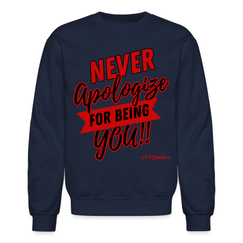 Never Apologize Sweatshirt (Red Print) - navy