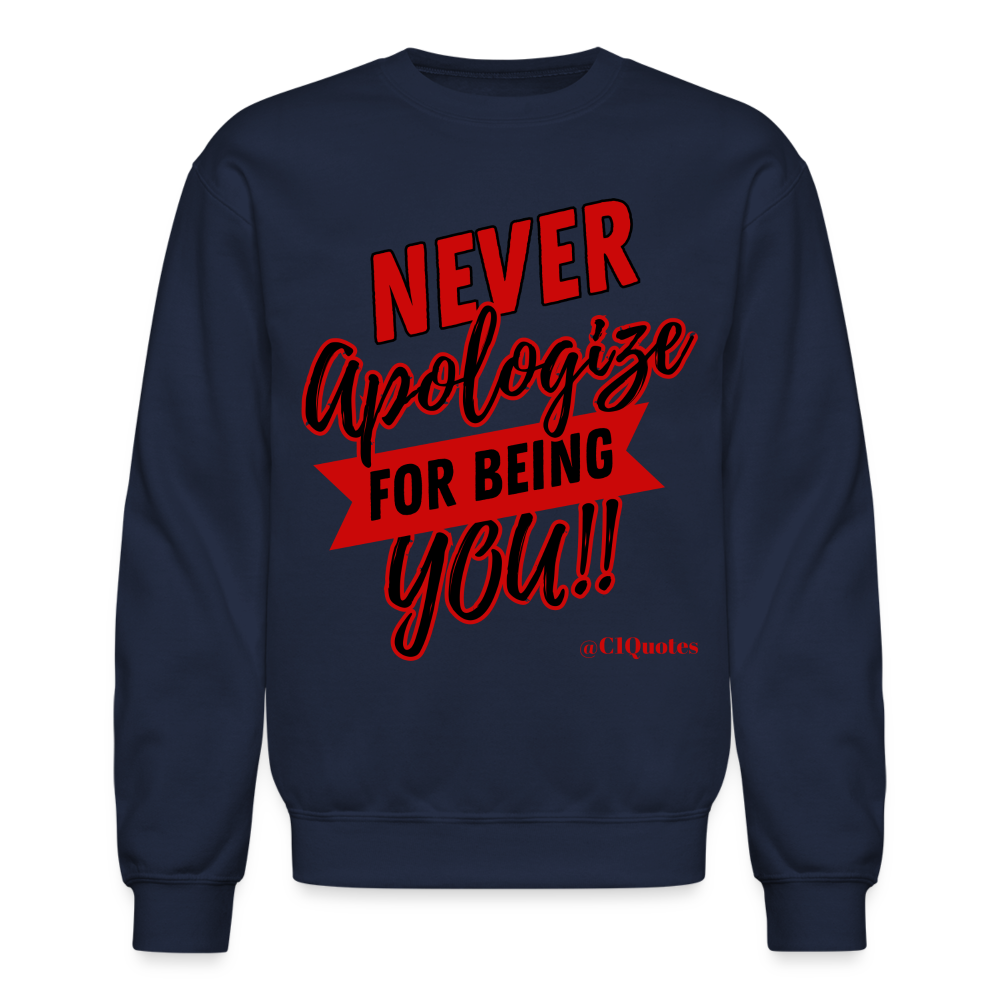 Never Apologize Sweatshirt (Red Print) - navy