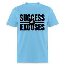 Load image into Gallery viewer, Success Over Excuses Unisex Classic T-Shirt (Black Lettering) - aquatic blue

