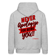 Load image into Gallery viewer, Never Apologize Hoodie (Red) - heather gray
