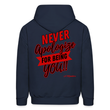Load image into Gallery viewer, Never Apologize Hoodie (Red) - navy
