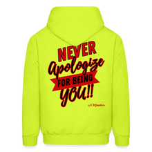 Load image into Gallery viewer, Never Apologize Hoodie (Red) - safety green
