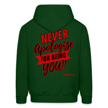 Load image into Gallery viewer, Never Apologize Hoodie (Red) - forest green
