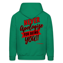 Load image into Gallery viewer, Never Apologize Hoodie (Red) - kelly green
