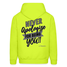 Load image into Gallery viewer, Never Apologize Hoodie (Gray) - safety green
