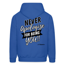 Load image into Gallery viewer, Never Apologize Hoodie (White) - royal blue
